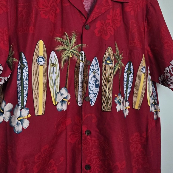 Vintage Aloha Line Hawaiian Shirt Surfing Floral Men's Size L Made in Hawaii - Picture 7 of 9